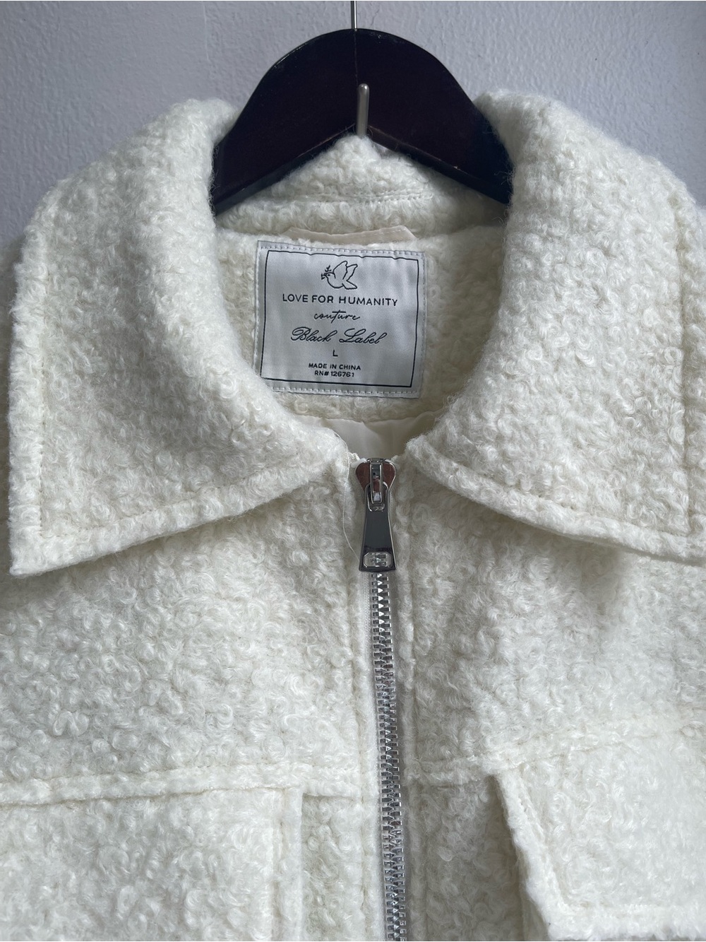 Women's Cream Bouclé Zip Jacket with Patch Pockets - Picture 3 of 4